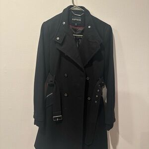 Express Women's Elegant Black Trench Coat